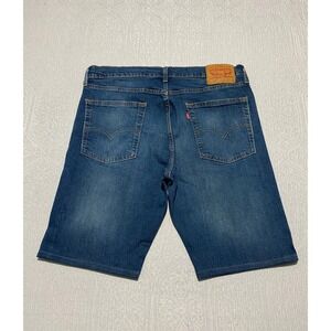 Levi's 513 Jean Shorts Men's 36×10 Blue‎ Hemmed Denim Jorts Whiskers